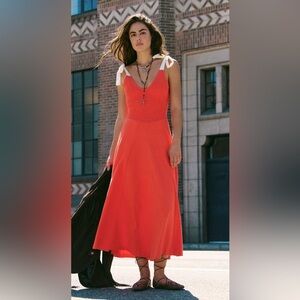 NWT FREE PEOPLE FREE EST CECELIA SOLID MIDI DRESS